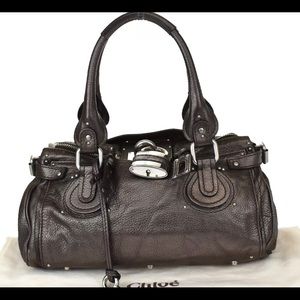 Chloe Paddington Metallic Bronze Handbag with Super Heavy Silver Hardware/Lock